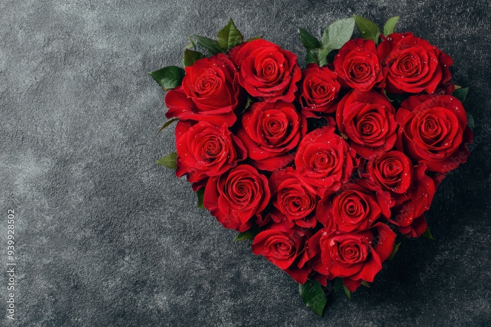 Wall mural Heart-shaped bouquet of red roses