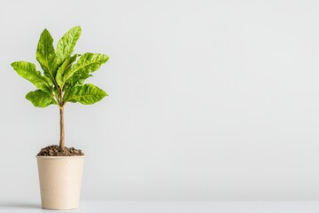 young green plant growing in a paper cup