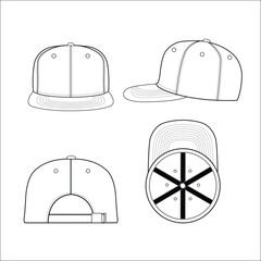 Snapback Mesh Trucker Cap Hat Tech Pack Template front and back