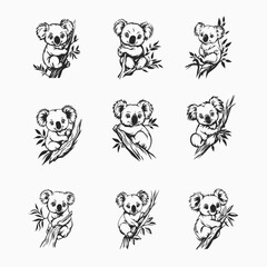Obraz premium Baby Koala SVG Vector Bundle, Animal SVG
