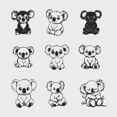 Baby Koala SVG Vector Bundle, Animal SVG