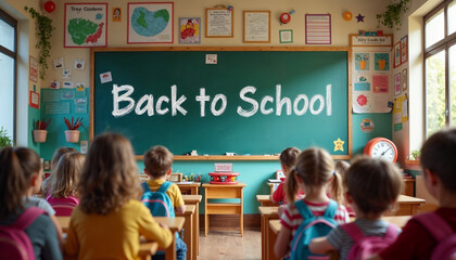 A wide banner image featuring a "Back to School" message in white chalk on a blackboard