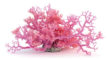 Pink Coral Branch on White Background