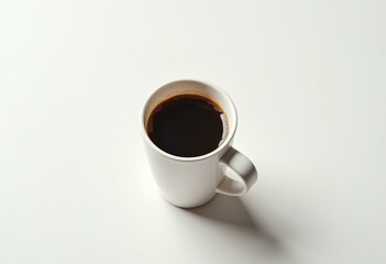 Obraz premium White Mug with Coffee on Plain White Background
