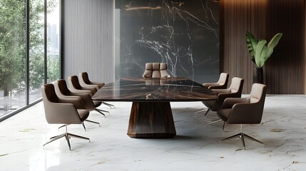 Conference Table With Blue Chairs