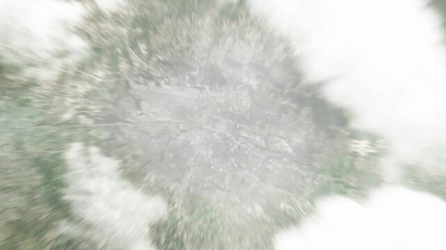Earth zoom in from space to Killeen, Texas, USA. Followed by zoom out through clouds and atmosphere into space. Satellite view. Travel intro. Images from NASA