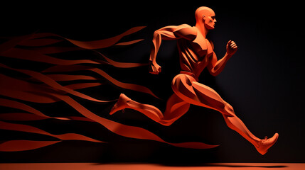 Obraz premium running man made of paper