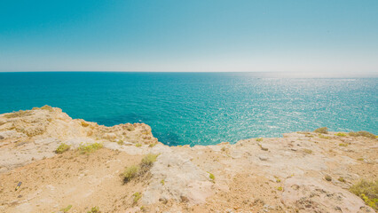 Beautiful rock formations at Algar Seco, Portugal, in summer
