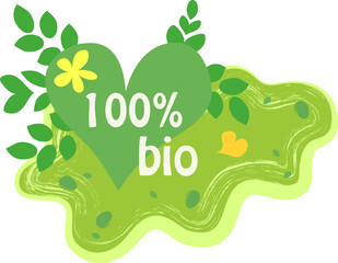 Green labels. Cartoon style. On transparent, png.  Logo template with green leaves for organic and eco friendly products