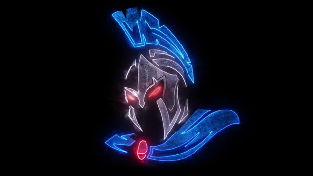 Spartan Warrior Animated Neon Logo with Reveal Effect - Overlay Graphic Element