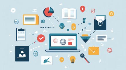 Fototapeta premium Educational infographic showing the benefits of lifelong learning with icons and statistics
