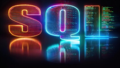 SQL Programming Language Neon Visual Representation