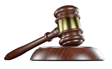Wooden Gavel Isolated. Transparent PNG.