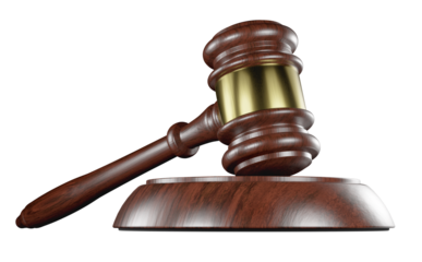 Wooden Gavel Isolated. Transparent PNG.