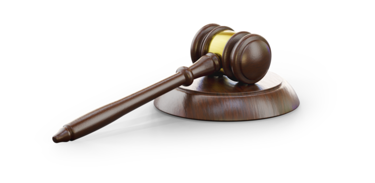 Wooden Gavel Isolated. Transparent PNG.