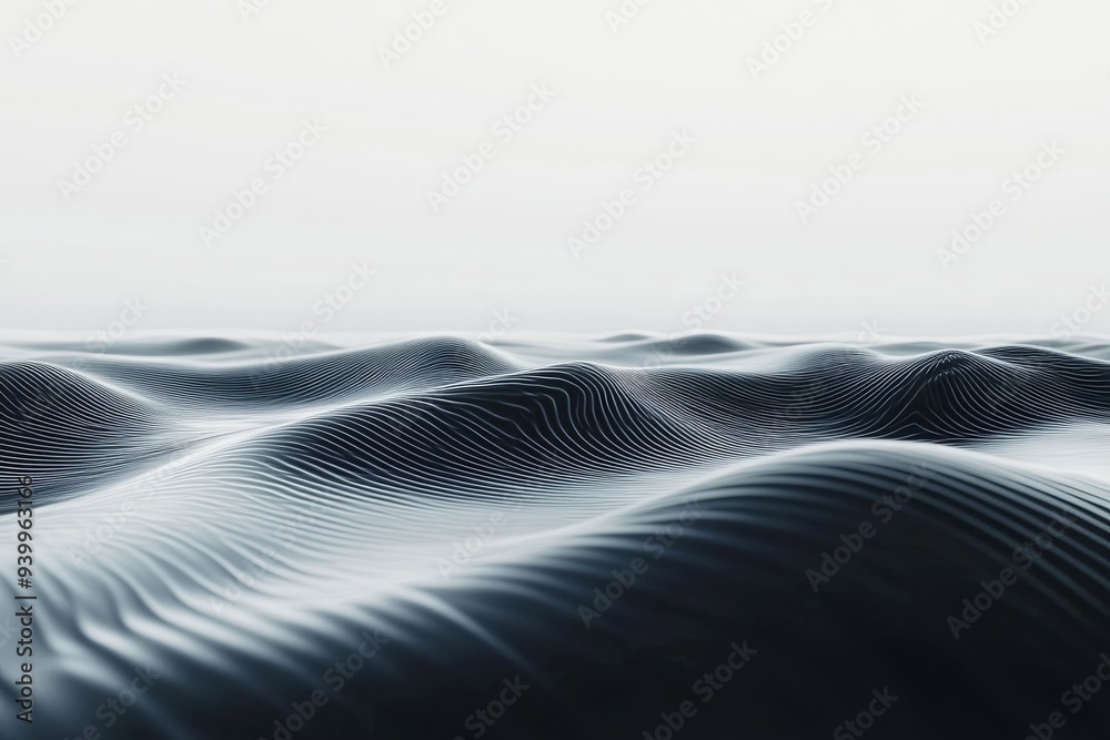 Poster soft undulating waves create an abstract ocean landscape with gentle curves reflecting calm in muted