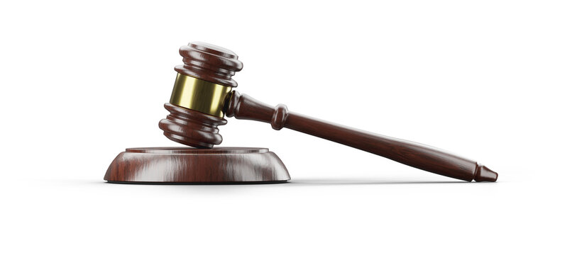 Wooden Gavel Isolated. Transparent PNG.