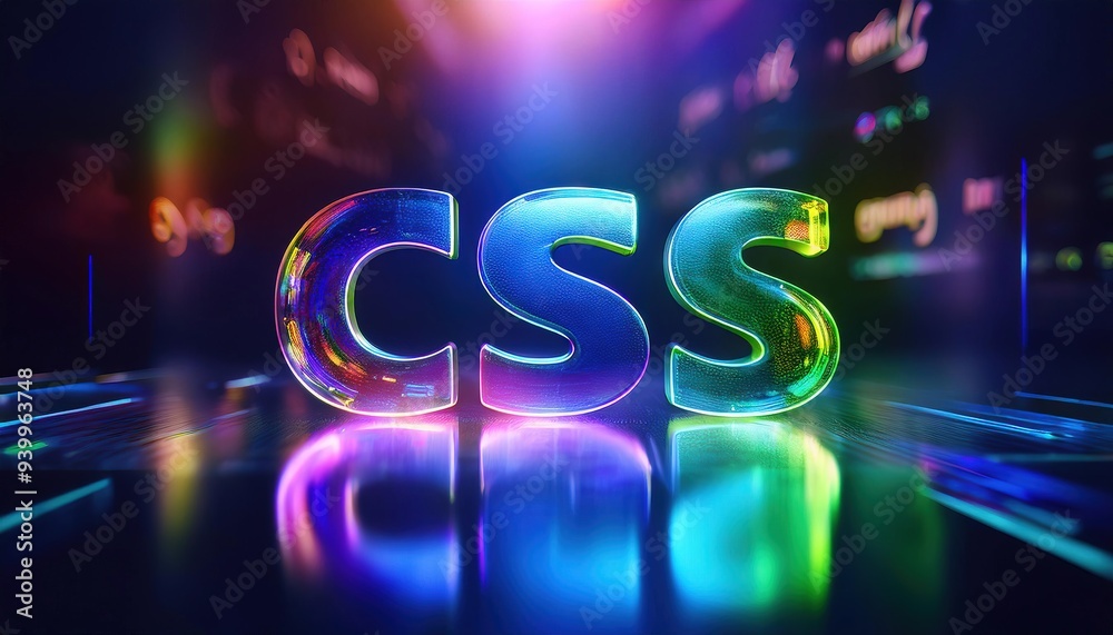 Poster CSS Programming Language Logo with Glowing Effects