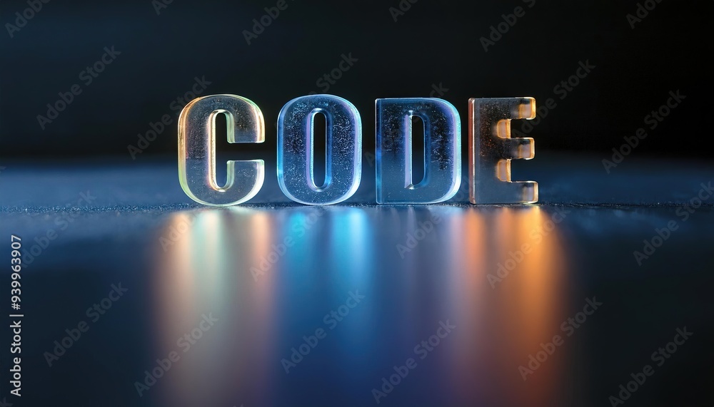 Poster Illuminated Code Text: Digital Programming Theme