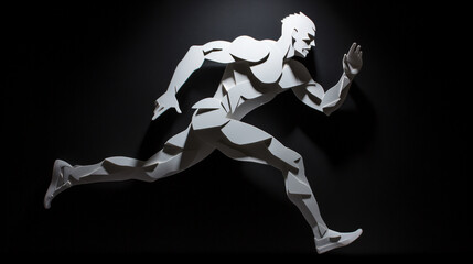 Obraz premium running man made of paper
