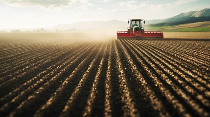 Fototapeta premium Tractor Plowing a Field