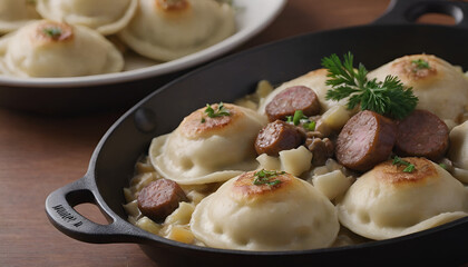 pierogies with sausage and onions skillet