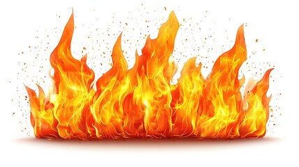 Realistic fire flame isolated on a white background