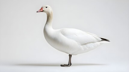 Fototapeta premium White Goose Standing on White Background.