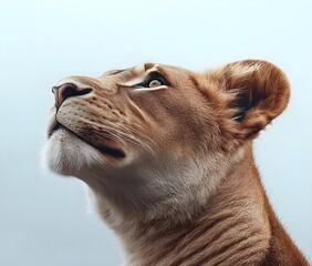 Fototapeta premium Close-up of a Lioness Looking Up.