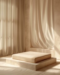 Beige Minimalist Interior with Podium