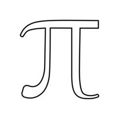 Pi mathematical icon symbol from the Greek alphabet in outline vector