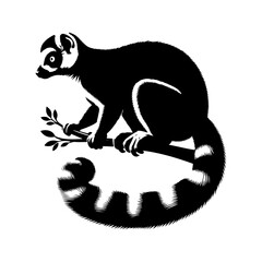 Lemur silhouette, vector black color silhouette 1