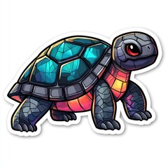 Cute Cartoon Turtle with Colorful Shell