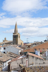 Old tiled rooftops in Olite, Navarre, Spain