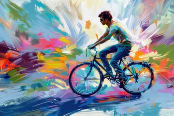 A person cycling through a scenic area