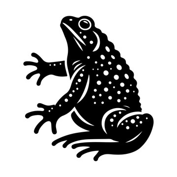 black toad sitting, white spots