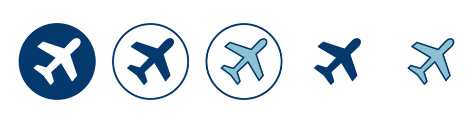 Obraz premium Plane icon vector isolated on white background. Aeroplane vector icon. Flight transport symbol. Travel element illustration. Holiday symbol. Airplane