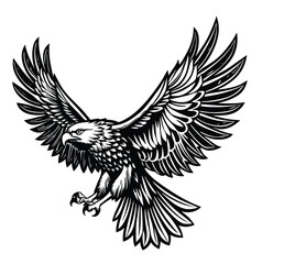 Fototapeta premium This Majestic Eagle Silhouette Vector Clipart Showcases a Detailed Bird of Prey with Sharp Features, Ideal for Wildlife Illustrations, Patriotic Designs, Nature-Themed Art