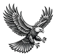 Fototapeta premium This Majestic Eagle Silhouette Vector Clipart Showcases a Detailed Bird of Prey with Sharp Features, Ideal for Wildlife Illustrations, Patriotic Designs, Nature-Themed Art