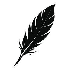 Obraz premium This Elegant Feather Silhouette Vector Clipart Captures the Delicate Beauty of Nature, Making It Perfect for Ornamental Designs, Black and White Art Projects, Wildlife Illustrations
