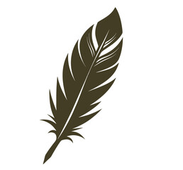 Obraz premium This Elegant Feather Silhouette Vector Clipart Captures the Delicate Beauty of Nature, Making It Perfect for Ornamental Designs, Black and White Art Projects, Wildlife Illustrations