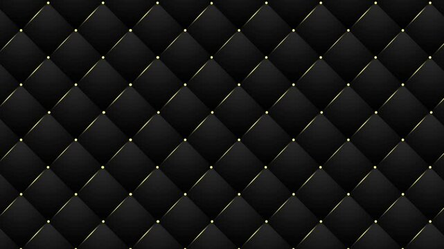 Black and Golden Leather cloth 4K Animation Seamless Loop Background. Luxury gold pattern seamless animation backdrop