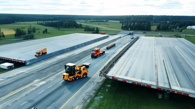 Freight Distribution Center: Semi-Trailers at Loading Docks