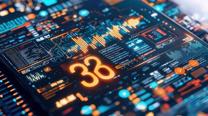 Obraz premium Futuristic Digital Interface with Number and Data Visualization