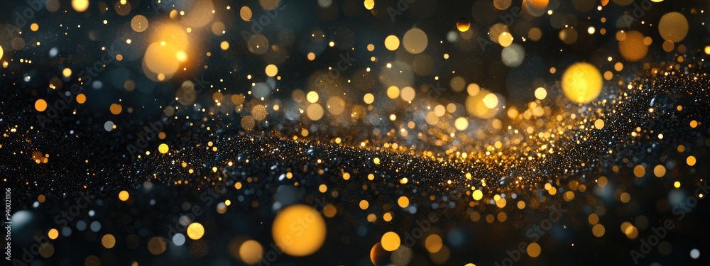Aufkleber abstract golden sparkles on a black background created through 3d cartoon rendering fantasy fractal 