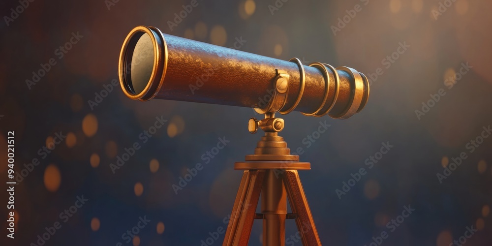 Poster telescope in a 3d cartoon style rendering
