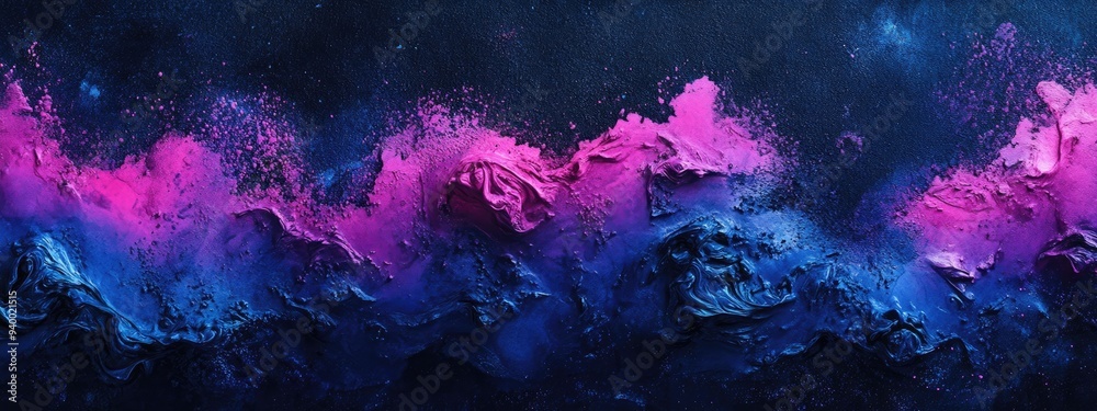 Poster vivid ink textured canvas in blue pink and purple for modern design featuring a 3d cartoon rendering