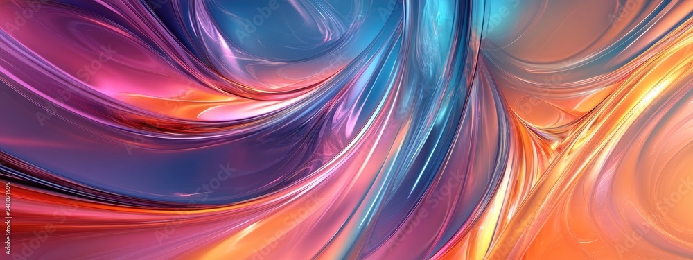 Poster Colorful abstract background in a 3D cartoon rendering Modern graphic art featuring fractal artwork Creative wavy multicolored backdrop ideal for banner design Digital fantasy effect trendy deskto