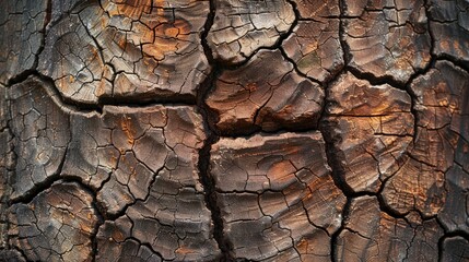 Naklejka premium Tree bark texture. Oak wood background. Old Trunk pattern. Rough wooden skin closeup. Dry log material cracked surface. Abstract rustic hardwood timber. Natural forest material , ai