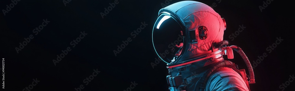 Aufkleber Astronaut in space suit rendered in 3D cartoon style against a black background